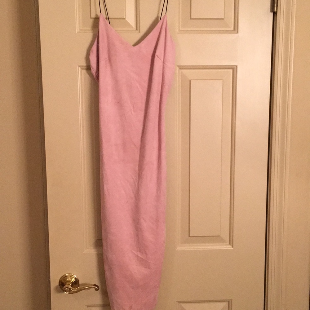 Suede baby pink midi